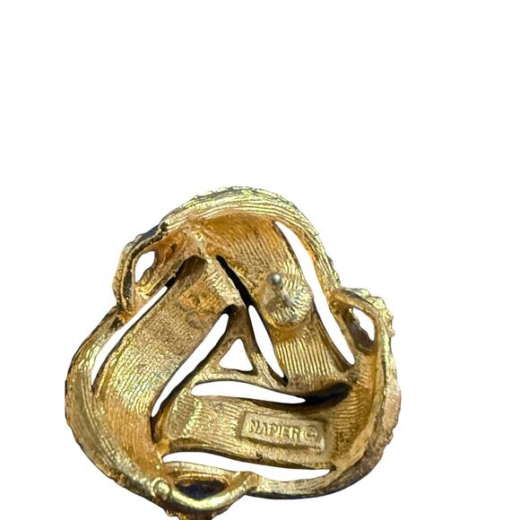 Vintage Napier Love Knot Gold Tone Button Stud Earrings - Picture 4 of 7